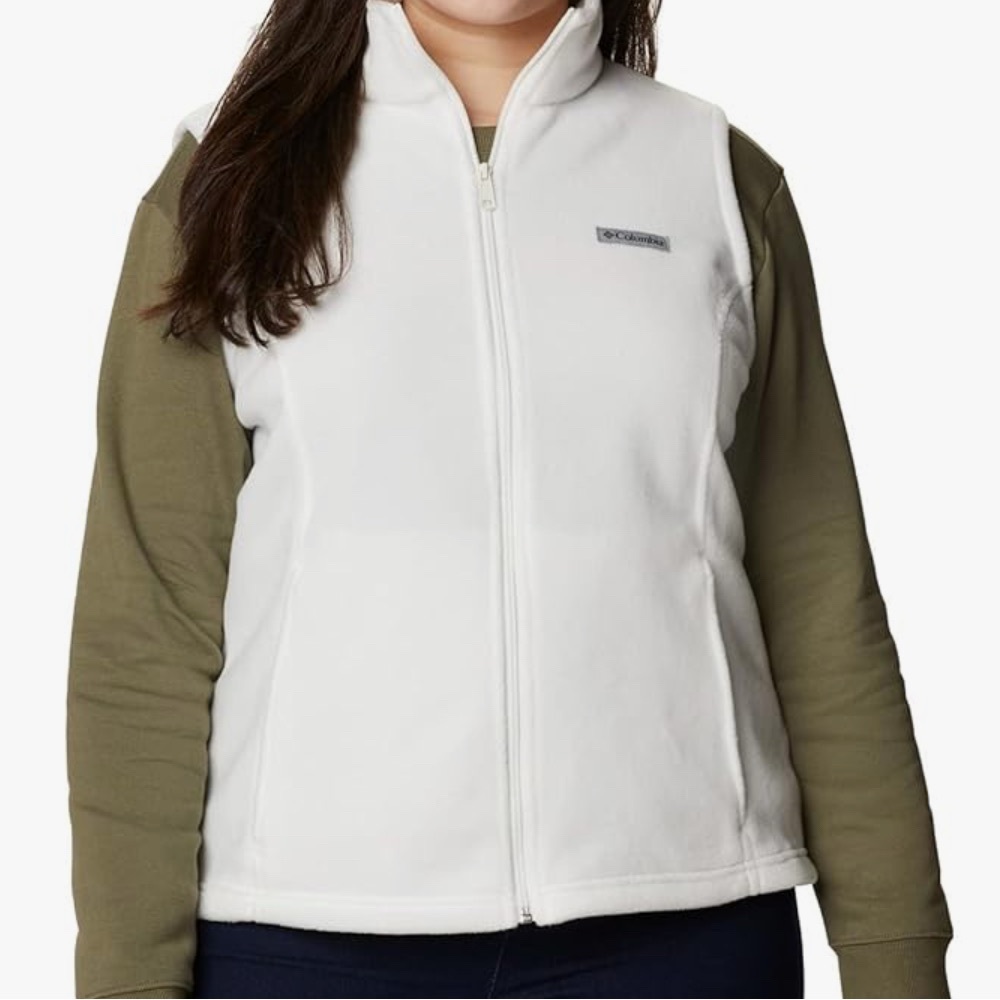 Columbia White Fleece Vest size Small